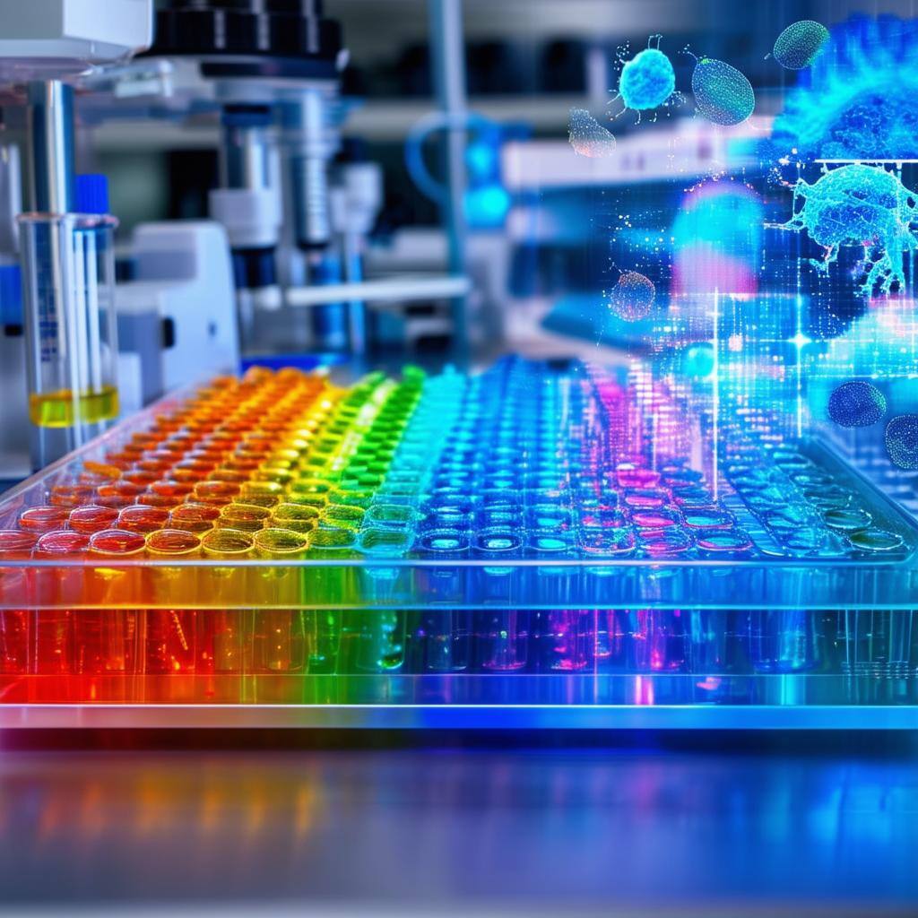 The image showcases a hightech laboratory setting, filled with advanced equipment and instruments used for singlecell RNA sequencing